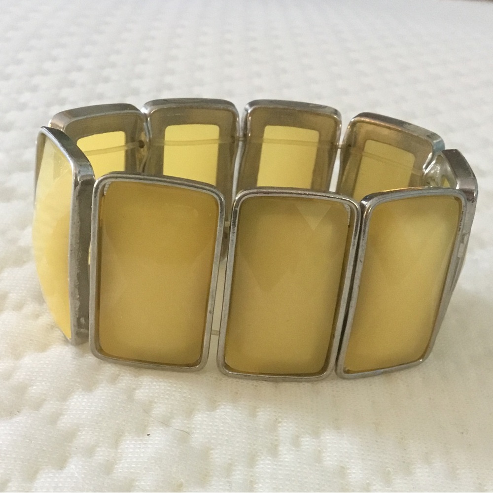 Vintage Yellow and Silver Stretchy Bracelet - Picture 7 of 12